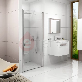 Drzwi prysznicowe 80x195 profil satyna, szkło transparent Ravak CHROME