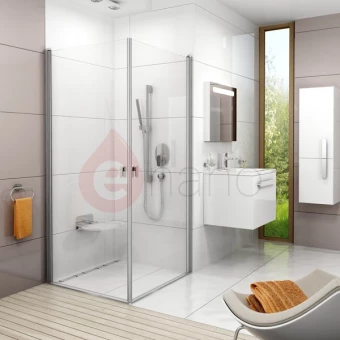 Drzwi prysznicowe CRV1-80 Ravak CHROME biała + transparent