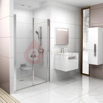 Drzwi prysznicowe CSDL2-90 Ravak CHROME białe + transparent