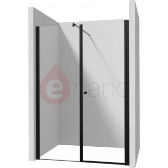 Drzwi prysznicowe do wnęki 110cm Deante KERRIA PLUS NERO d/wahadłowe 80 + ścianka 30 czarny mat