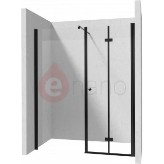 Drzwi prysznicowe do wnęki 120cm Deante KERRIA PLUS NERO d/składane 80 + ścianka 40 czarny mat