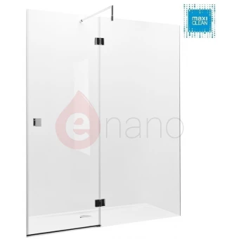 Drzwi prysznicowe wnękowe 160x195 cm z polem stałym, szkło transparentne z powłoką MaxiClean Roca METROPOLIS