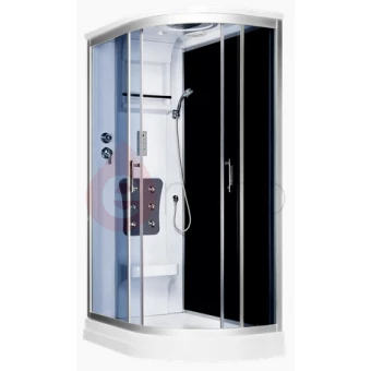 Kabina natryskowo-masażowa asymetryczna 120x81x217 cm z wanną, profil satyna, szkło grafitowe Novoterm GIBLARTAR lewa