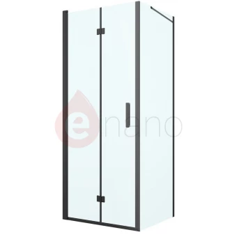 Kabina prysznicowa kwadratowa 80x80 drzwi + ścianka Oltens HALLAN czarna mat