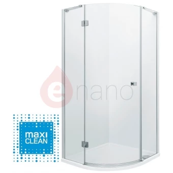 Kabina prysznicowa półokrągła 80x185 cm szkło transparentne, drzwi 6 mm, ścianki boczne 8 mm z powłoką MaxiClean Roca METROPOLIS RONDO