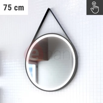 Lustro na pasku okrągłe 75 cm LED z wyłącznikiem dotykowym na lustrze MCJ TEXAS