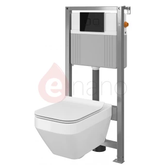 Miska WC + stelaż 72 + deska WC + przycisk spłukujący Cersanit CREA prostokątna/czarny