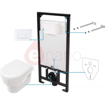 Zestaw podtynkowy WC bez kołnierza Deante AVIS przycisk biały