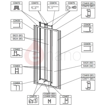 Profil pionowy ramy, wewnętrzny do drzwi przesuwnych DT3/EKOPLUS Sanplast