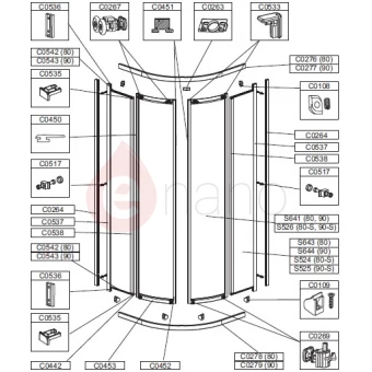 Profil poziomy ściany stałej kabiny półokrągłej KP4/ZDPlus, KP6/ZDPlus 80 cm Sanplast ZODIAK PLUS