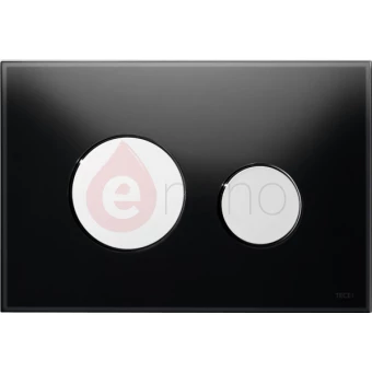 Przycisk spłukujący ze szkła do WC Tece TECEloop szkło czarne, przyciski chrom połysk
