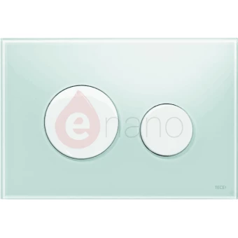 Przycisk spłukujący ze szkła do WC Tece TECEloop szkło zielone, przyciski białe