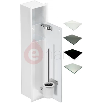 Schowek WC 80 cm biały MCJ FLAT glossy/mirror/drzwi+półka