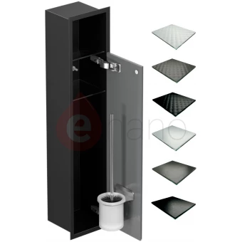 Schowek WC 80 cm czarny MCJ FLAT glamour/lienzo/drzwi+półka