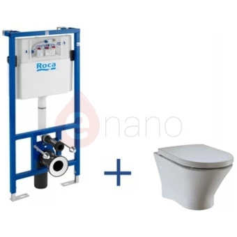 Stelaż podtynkowy + miska WC Nexo Rimless Maxi Clean podwieszana do zabudowy lekkiej Roca