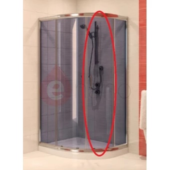 Szyba do drzwi kabiny prysznicowej półokrągłej 80,90x185 cm INEBA, szkło grafitowe Cersanit S900-2438