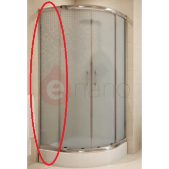 Szyba do ścianki stałej kabiny prysznicowej półokrągłej 90x167 cm INEBA, szkło mrożone kółka Cersanit S900-2436 prawa / lewa