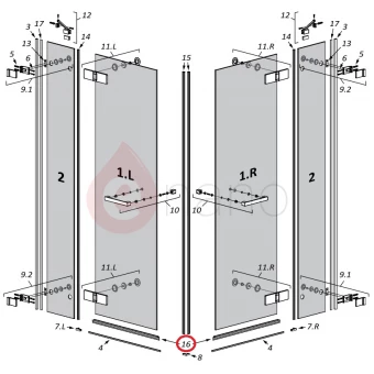 Uszczelka pozioma drzwi (cięcie kątowe) L-1040 Radaway ARTA KDD II