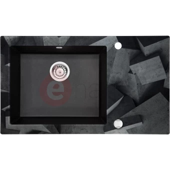 Zlewozmywak szklano-granitowy 86x50 cm Deante CAPELLA ZERO grafitowy metalik